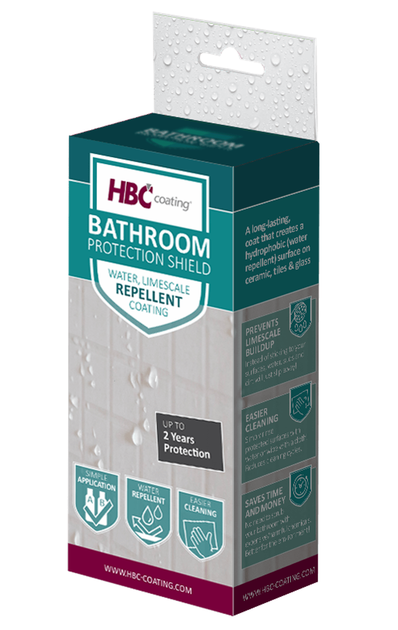 A box with water and limescale repellent bathroom protection coating product